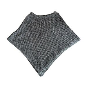 Y2K Cache Women’s Gray Silver Metallic Knit Sweater Poncho Top Size S/M
